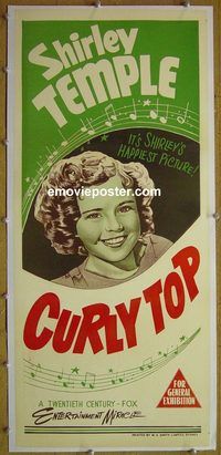 y069 CURLY TOP linen Australian daybill movie poster R50s Shirley Temple