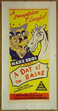 y070 DAY AT THE RACES linen Australian daybill movie poster R60 Marx Brothers