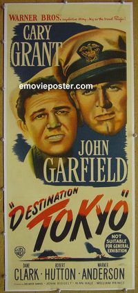 y072 DESTINATION TOKYO linen Australian daybill movie poster '43 Cary Grant
