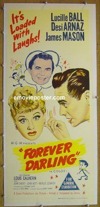 y074 FOREVER DARLING linen Australian daybill movie poster '56 I Love Lucy!