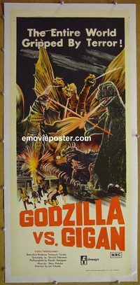 y076 GODZILLA ON MONSTER ISLAND linen Australian daybill movie poster '72