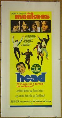 y078 HEAD linen Australian daybill movie poster '68 The Monkees, Nicholson