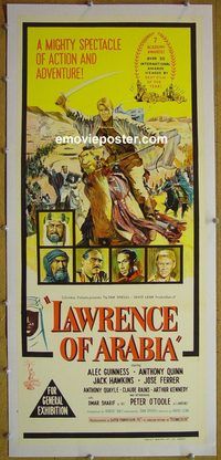 y084 LAWRENCE OF ARABIA linen Australian daybill movie poster '63 O'Toole