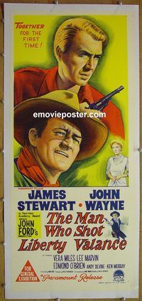 y085 MAN WHO SHOT LIBERTY VALANCE linen Australian daybill movie poster '62