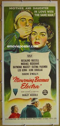 y090 MOURNING BECOMES ELECTRA linen Australian daybill movie poster '48