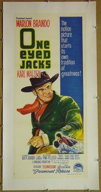 y094 ONE EYED JACKS linen Australian daybill movie poster '61 Brando, Malden