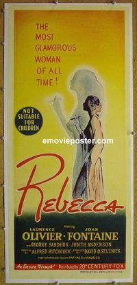y098 REBECCA linen Australian daybill movie poster R40s Alfred Hitchcock