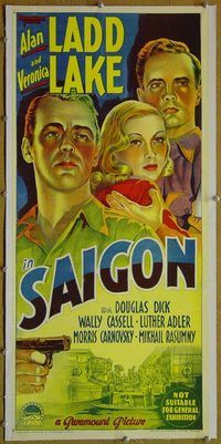 y101 SAIGON linen Australian daybill movie poster '48 Ladd, Veronica Lake