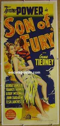 y102 SON OF FURY linen Australian daybill movie poster '42 Power, Tierney