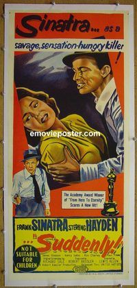 y108 SUDDENLY linen Australian daybill movie poster '54 Frank Sinatra