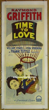 y109 TIME TO LOVE linen Australian daybill movie poster '27 Griffith