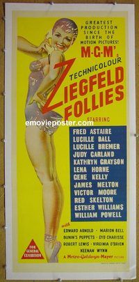 y113 ZIEGFELD FOLLIES linen Australian daybill movie poster '45 all-star cast!