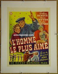 y126 BABE RUTH STORY linen Belgian movie poster '48 Bendix, baseball!