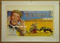 y137 HATARI linen Belgian movie poster '62 John Wayne, Howard Hawks