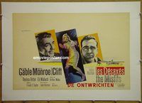 y138 MISFITS linen Belgian movie poster '61 Gable, Monroe, Clift