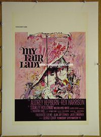 y140 MY FAIR LADY linen Belgian movie poster R70s Audrey Hepburn