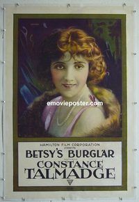 y309 BETSY'S BURGLAR linen one-sheet movie poster '17 Constance Talmadge