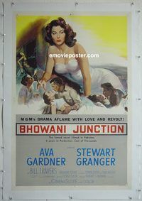 y310 BHOWANI JUNCTION linen one-sheet movie poster '55 Ava Gardner, Granger
