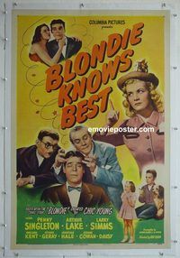 y314 BLONDIE KNOWS BEST linen one-sheet movie poster '46 Singleton, Lake