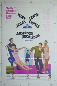 y315 BOEING BOEING linen one-sheet movie poster '65 Tony Curtis, Jerry Lewis