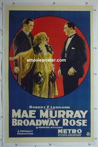 y316 BROADWAY ROSE linen one-sheet movie poster '22 Mae Murray, Blue