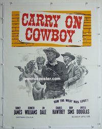 y045 CARRY ON COWBOY linen Canadian movie poster '65 Sidney James