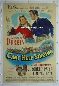 y319 CAN'T HELP SINGING linen one-sheet movie poster '44 Deanna Durbin