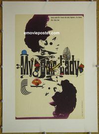 y120 MY FAIR LADY linen Czech movie poster '64 Kaplan art, Hepburn