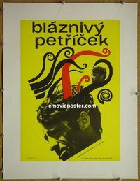 y121 PIERROT LE FOU linen Czech movie poster '69 Jean-Luc Goddard