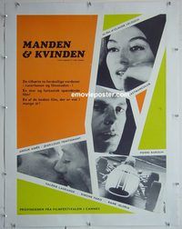 y178 MAN & A WOMAN linen Danish movie poster '66 Aimee, Trintignant