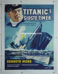 y179 NIGHT TO REMEMBER linen Danish movie poster '58 Titanic, More