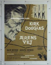 y180 PATHS OF GLORY linen Danish movie poster '58 Douglas, Wenzel art!