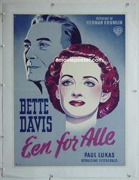 y182 WATCH ON THE RHINE linen Danish movie poster '43 Bette Davis