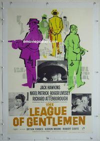 y049 LEAGUE OF GENTLEMEN linen English one-sheet movie poster '59 Hawkins