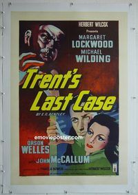 y050 TRENT'S LAST CASE linen English one-sheet movie poster '53 Orson Welles