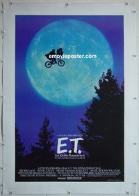 y343 ET linen one-sheet movie poster '82 rare bike over moon style!