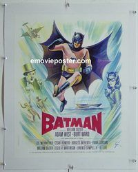 y143 BATMAN linen French 17x22 movie poster '66 Adam West, DC Comics!