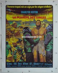 y151 PLANET OF THE APES linen French movie poster '68 Charlton Heston