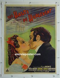 y153 WUTHERING HEIGHTS linen French movie poster '39 Olivier, Oberon