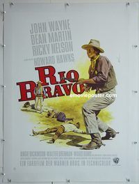 y165 RIO BRAVO linen German movie poster R69 John Wayne, Dean Martin