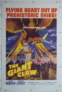 y354 GIANT CLAW linen one-sheet movie poster '57 Jeff Morrow, sci-fi