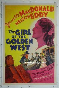 y356 GIRL OF THE GOLDEN WEST linen one-sheet movie poster '38 MacDonald