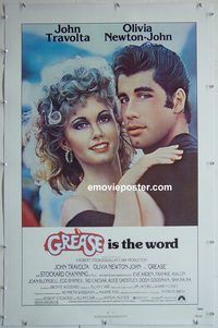 y359 GREASE linen one-sheet movie poster '78 John Travolta, Newton-John