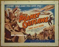 y297 PLANET OUTLAWS linen half-sheet movie poster '53 Buck Rogers repackaged!