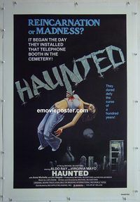 y365 HAUNTED linen one-sheet movie poster '79 wild gruesome image!