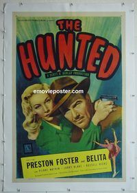 y370 HUNTED linen one-sheet movie poster '48 Preston Foster, Belita