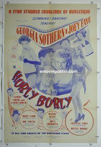 y371 HURLY BURLY linen one-sheet movie poster '40s burlesque girls!