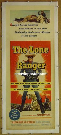 y294 LONE RANGER linen insert movie poster '56 Moore, Silverheels