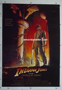 y374 INDIANA JONES & THE TEMPLE OF DOOM linen one-sheet movie poster '84