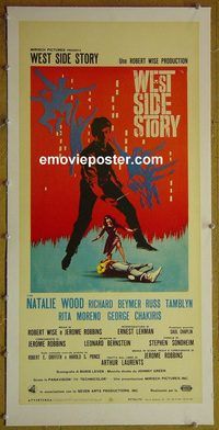 y268 WEST SIDE STORY linen Italian locandina movie poster '62 Wood